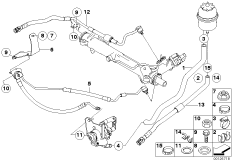 Маслопроводы гидроусилителя рул.управл. для BMW E65 730i M54 (схема запасных частей)