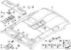 Потолок / поручень для BMW E67 745LiS N62 (схема запасных частей)