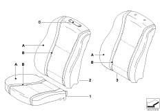 Инд.обивка переднего базового сиденья для BMW E65 730d M57N2 (схема запасных частей)