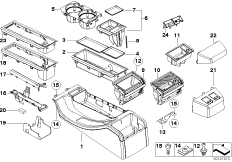 Отделения для мелк.вещ.в центр.консоли для BMW E46 318Ci N46 (схема запасных частей)