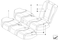 Инд.обивка задн.базового сиденья U6 для BMW E65 730d M57N2 (схема запасных частей)