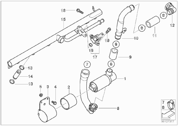 Клапан регулировки х.х./доп.воздухопров. для BMW E46 M3 CSL S54 (схема запчастей)
