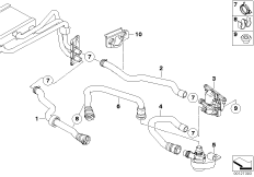 Водяные шланги насос-клапан IHKA Basis для BMW E60 530d M57N2 (схема запасных частей)