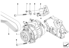 Компрессор кондиционера/дополн.элементы для BMW E63N 650i N62N (схема запасных частей)