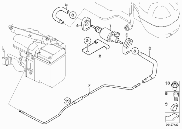 Система подачи топлива/насос/трубопровод для BMW E61 525i N52 (схема запчастей)