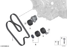Ременный привод водяной помпы/генератора для BMW E60 550i N62N (схема запасных частей)