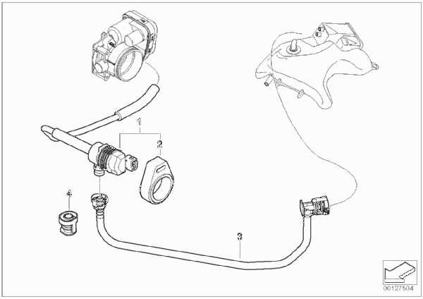 Клапан вентиляции топливного бака для BMW E60 520i M54 (схема запчастей)