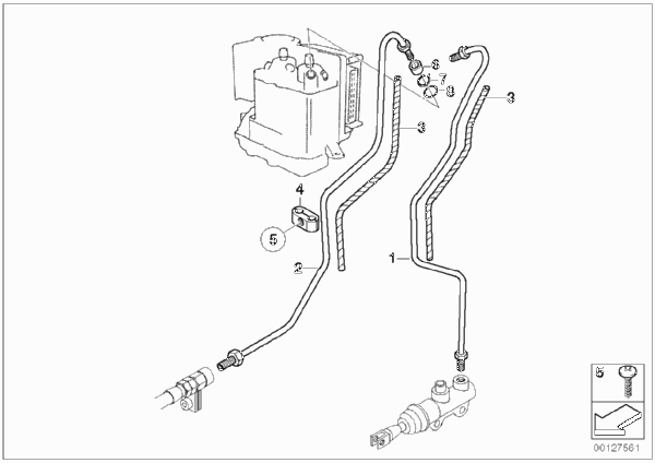 Трубопровод тормозного привода c ABS Зд для BMW K30 R 1200 CL (0442,0496) 0 (схема запчастей)