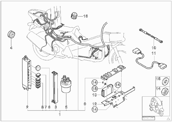 Жгут проводов/отсек управл.электроники для BMW C1N C1 200 (0192) 0 (схема запчастей)