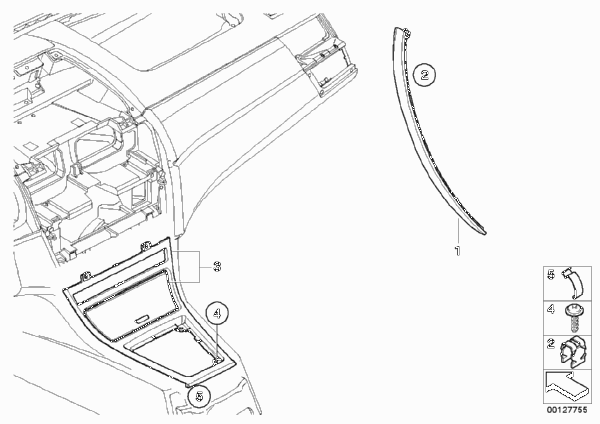 Дооснащение Dekor Alu Wolkenschliff для BMW E83 X3 2.0d M47N2 (схема запчастей)