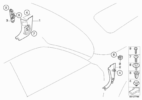 Боковая обшивка пространства для ног для BMW E83 X3 3.0d M57N2 (схема запчастей)