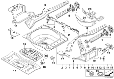 Дополнит.элементы пола багажника для BMW E63N 630i N53 (схема запасных частей)