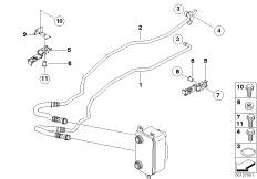 Трубопровод радиатора охл.масла КПП для BMW E61N 530i N52N (схема запасных частей)