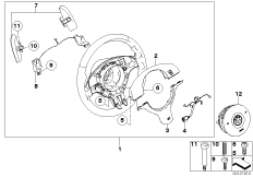 Спорт.рул.колесо M-ст. с НПБ для КПП SMG для BMW E46 M3 S54 (схема запасных частей)