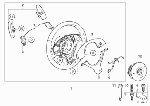 Спорт.рул.колесо M-ст. с НПБ для КПП SMG для BMW E46 M3 CSL S54 (схема запчастей)