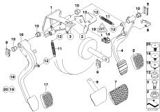 Педальный механизм с возвратн.пружиной для BMW E83 X3 2.0d M47N2 (схема запасных частей)