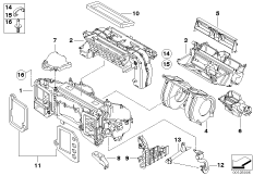 Детали корпуса автомат.сист.кондиционир. для BMW E60 550i N62N (схема запасных частей)