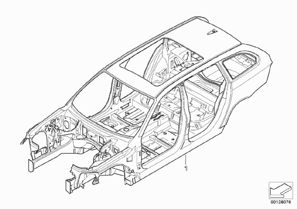 Каркас кузова для BMW E61 525i M54 (схема запчастей)