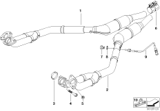 Катализатор/передний доп.глушитель для BMW E38 740i M60 (схема запасных частей)