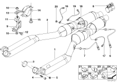 Катализатор/передний доп.глушитель для BMW E38 750i M73N (схема запасных частей)
