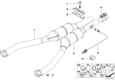 Приемная труба катализатора для BMW E39 540i M62 (схема запасных частей)