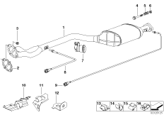 Катализатор/передний доп.глушитель для BMW Z3 Z3 1.9 M44 (схема запасных частей)