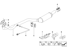 Катализатор/передний доп.глушитель для BMW Z3 Z3 1.8 M43 (схема запасных частей)