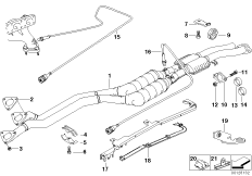 Катализатор/лямбда-зонд для BMW E36 328i M52 (схема запасных частей)