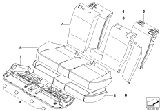 Набивка и обивка задн.сид.,люк в спинке для BMW E83 X3 2.5i M54 (схема запасных частей)