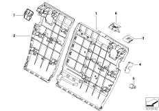 Накладки спинки заднего сиденья для BMW E83N X3 2.0d N47 (схема запасных частей)