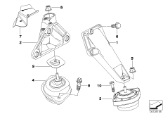 Подвеска двигателя для BMW E83 X3 2.5i M54 (схема запасных частей)