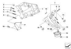Подвеска двигателя для BMW E39 540iP M62 (схема запасных частей)