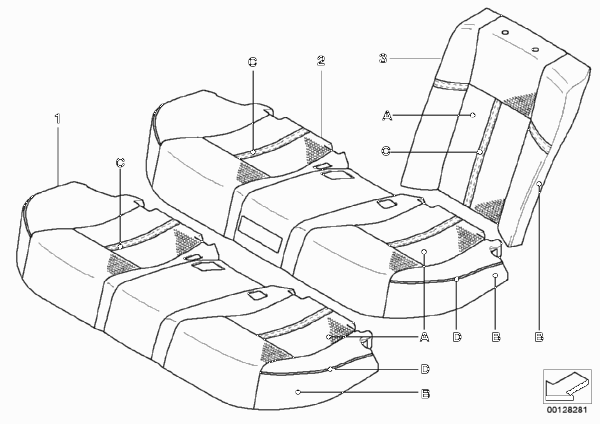 Баз.сиденье Individ Зд, климат-кожа, U6 для BMW E66 730Li N52 (схема запчастей)
