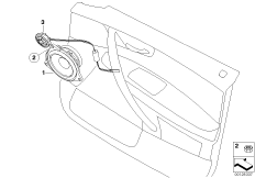 Детали стереосистемы на Пд двери для BMW E83 X3 3.0i M54 (схема запасных частей)