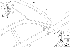 Боковая обшивка пространства для ног для BMW E61 520d M47N2 (схема запасных частей)