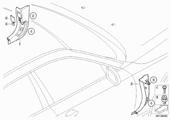 Боковая обшивка пространства для ног для BMW E61N 525i N52N (схема запчастей)