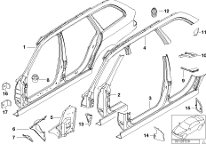 боковой каркас для BMW E39 520d M47 (схема запасных частей)
