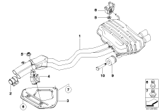 Система выпуска ОГ Зд для BMW E85 Z4 2.2i M54 (схема запасных частей)