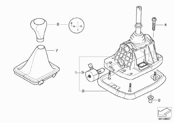 Механизм ПП стептроник SMG для BMW E63 630i N52 (схема запчастей)