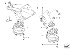 Подвеска двигателя для BMW E64 650i N62N (схема запасных частей)