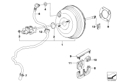 Вакуумный усилитель тормозов для BMW E53 X5 4.8is N62 (схема запасных частей)