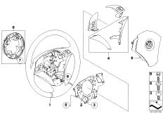Многофункц.рулевое колесо с НПБ Smart для BMW E61 530xd M57N2 (схема запасных частей)