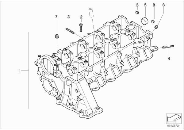 головка блока цилиндров для BMW E46 318d M47 (схема запчастей)