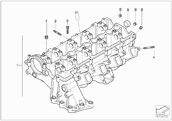 головка блока цилиндров для BMW E83 X3 2.0d M47N2 (схема запчастей)