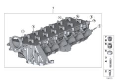 головка блока цилиндров для BMW E60 530d M57N (схема запасных частей)