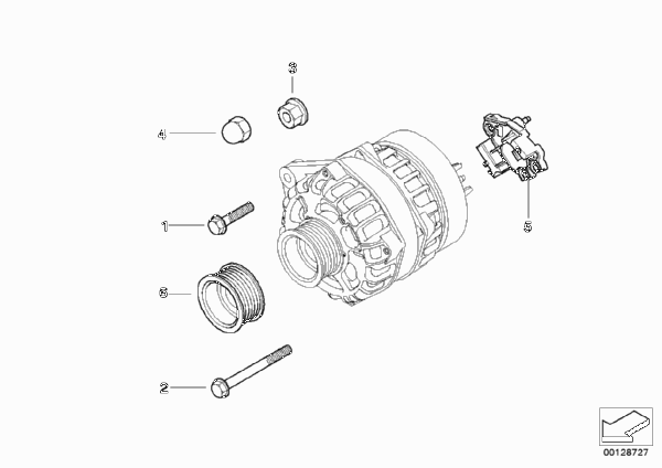 Детали генератора для BMW E67 745LiS N62 (схема запчастей)