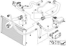Водяной шланг системы охлаждения для BMW E61 525d M57N (схема запасных частей)