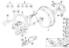 Вакуумный усилитель тормозов для BMW E64 645Ci N62 (схема запасных частей)
