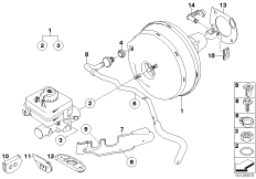 Вакуумный усилитель тормозов для BMW E63N 650i N62N (схема запасных частей)