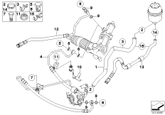 Маслопроводы гидроусилителя рул.управл. для BMW E60 530i M54 (схема запасных частей)